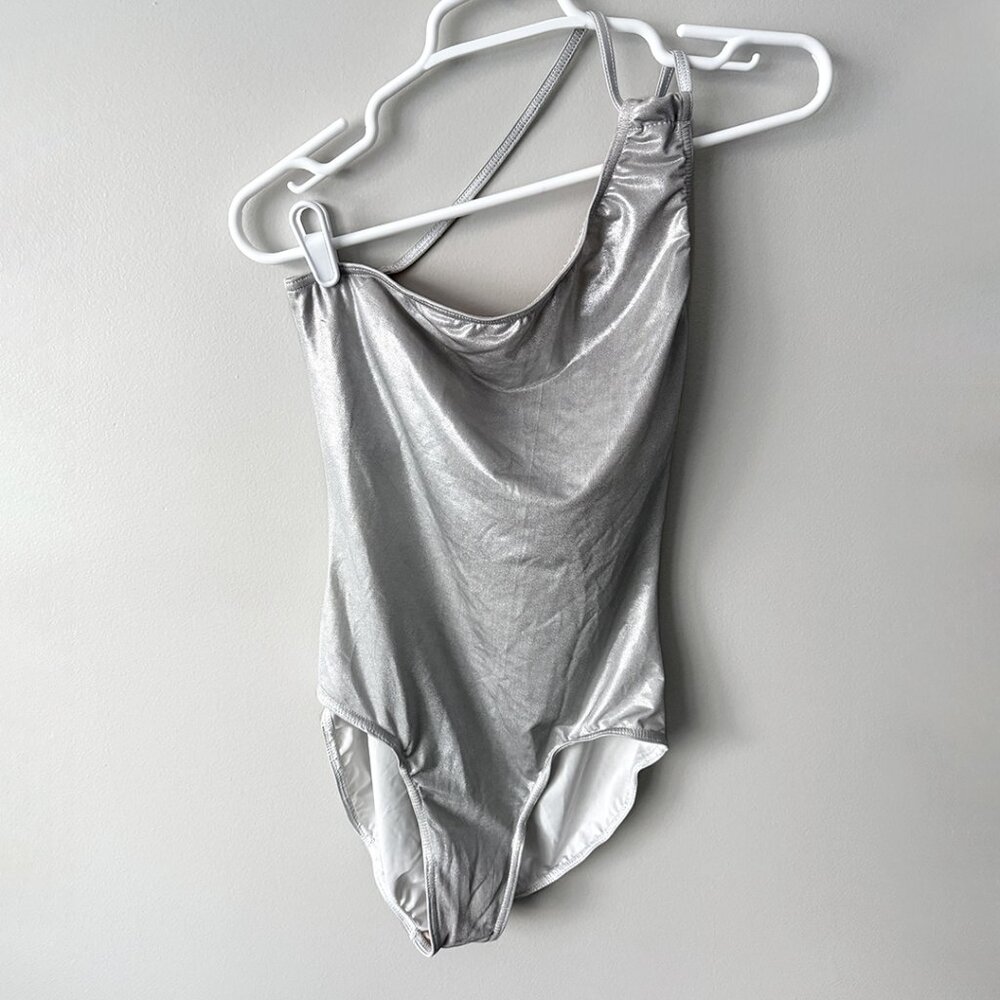 Dancewear Silver Metallic One Shoulder Leotard Costume